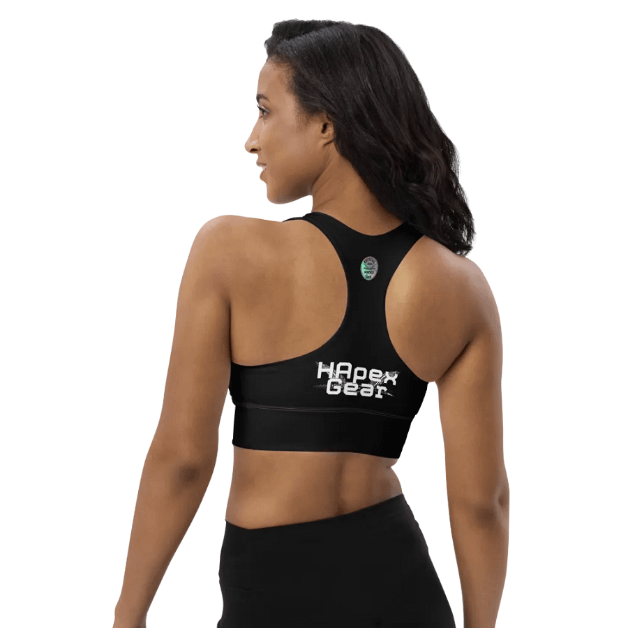 White HApex Gear White Logo Cancer Awareness Orange Ribbon. Black Longline Sports Bra product image (6)