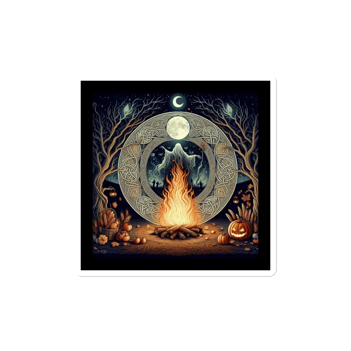 Samhain / Halloween Moon & Fire Die Cut, Slimline, Fade Proof Magnets product image (1)