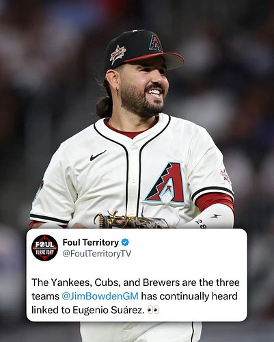 Yankees, Cubs, and Brewers are three teams @jimbowden_gm has heard linked to Eugenio Suárez. 👀
