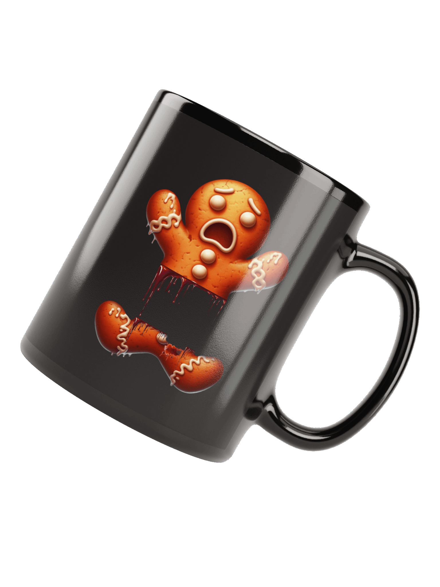 Surprised Gingerbread Man Mug Black product image (7)