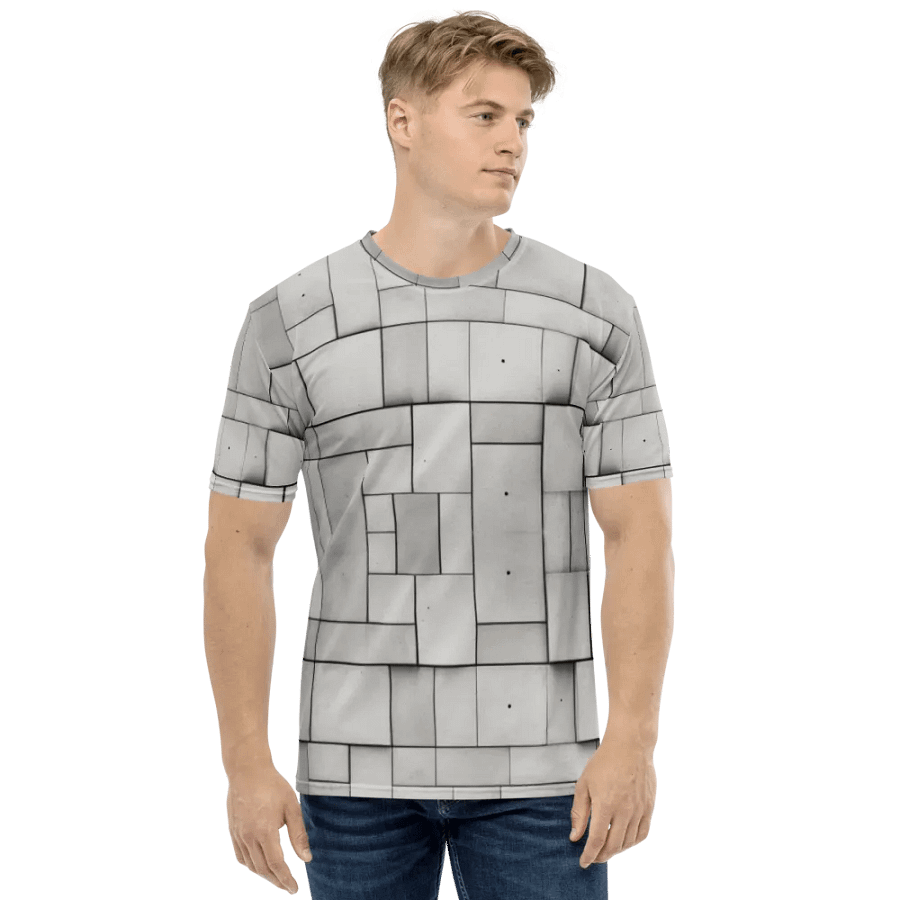 Minimalist Concrete Grid Tee - Urban Texture Art product image (1)