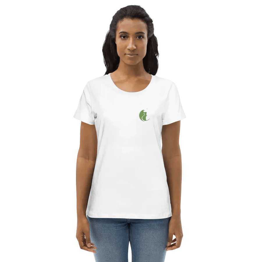 KawaiiKitten Embroidered Organic White Tee! product image (4)