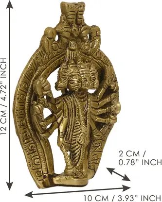 eCraftIndia Panchmukhi Lord Hanuman Brass Idol Statue Decorative Showpiece - 12 cm (Brass, Gold, Brown) product image (4)