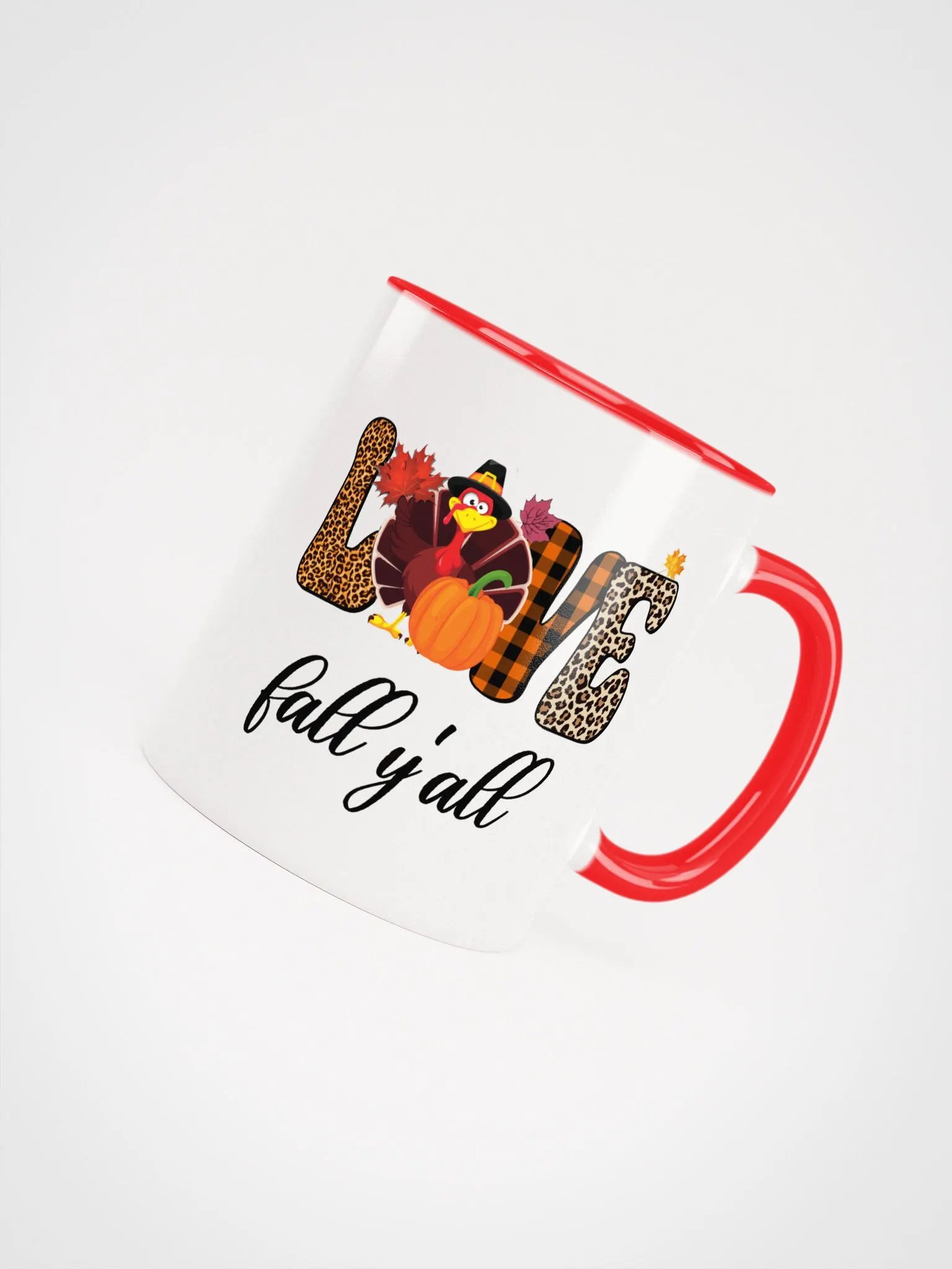 Love Fall Y'all Turkey Pumpkin Colorful Mug product image (5)