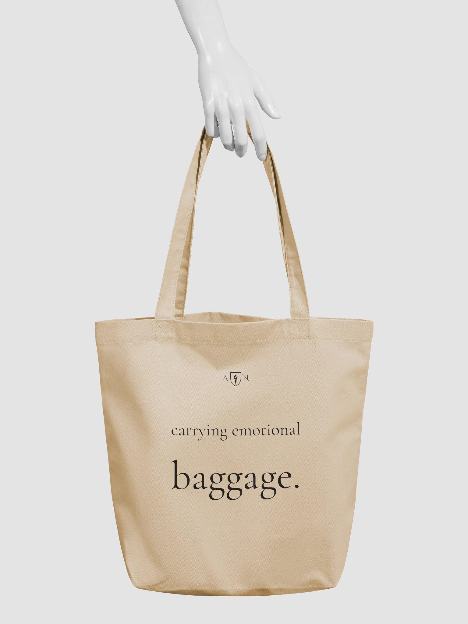 Royal Parody – “Carrying Emotional Baggage” Standard Organic Cotton Tote (16″ × 14.5″ × 5″) | As Never Collection product image (3)