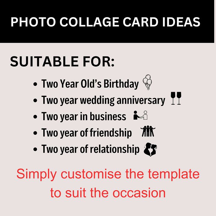 Two Year Celebration Card Photo Collage Canva Template product image (2)