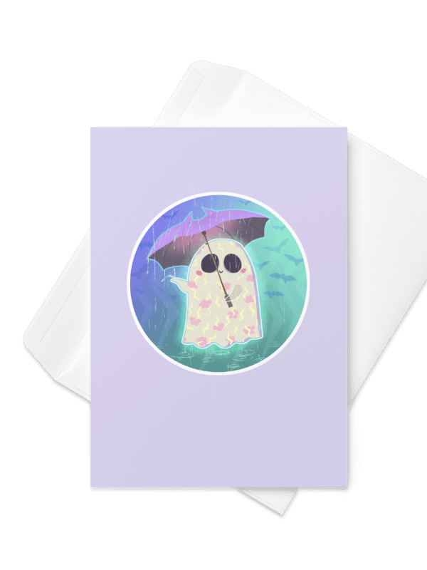 Pastel Little Ghost in the Rain #2 - Greeting Card product image (1)