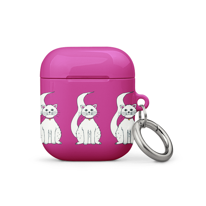 White Cat (art by Dina R.) acrylic painting picture - Case for AirPods product image (1)
