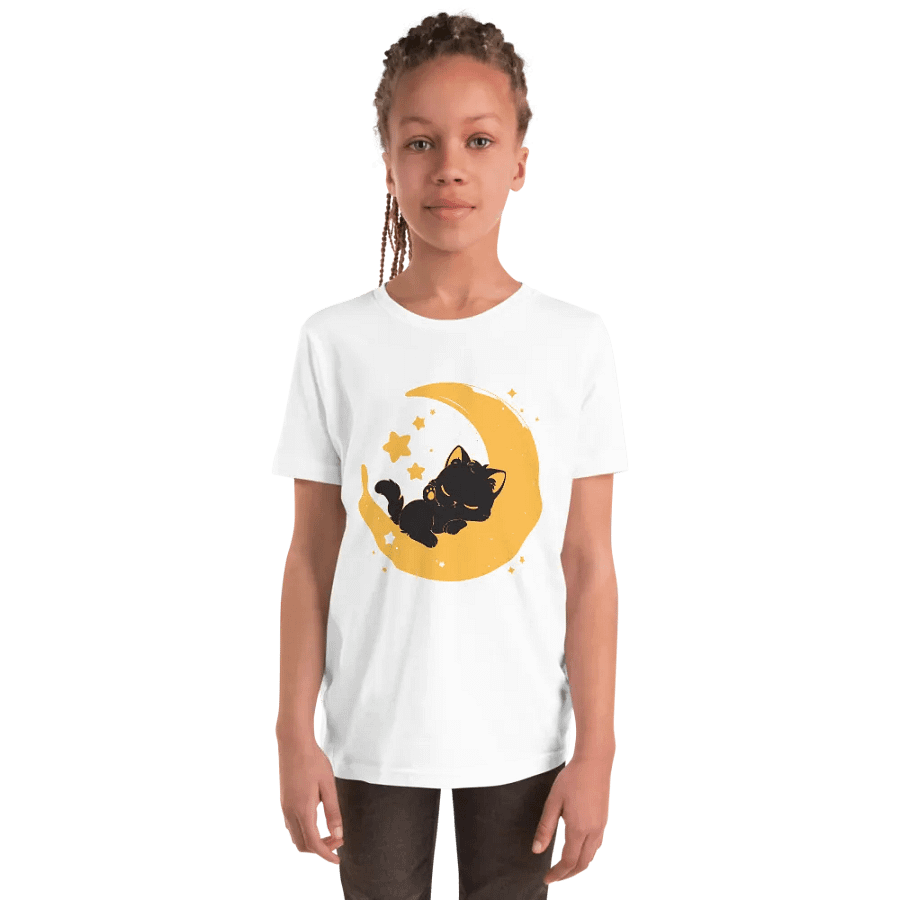 Dreamy Moon Black Cat Kids T-Shirt product image (7)