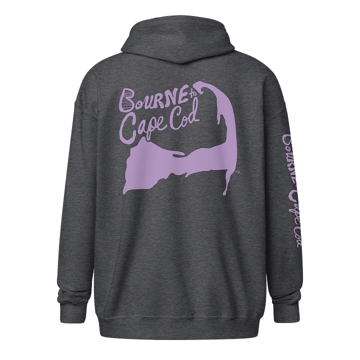 BOURNE to Cape Cod™ | DTG Vintage Print | Zip Hoodie | BRN.2C.C.™ | Coastal Classic Layer | Unisex Heavy Blend Full-Zip Sweatshirt | East Side Lavender Logos product image (2)