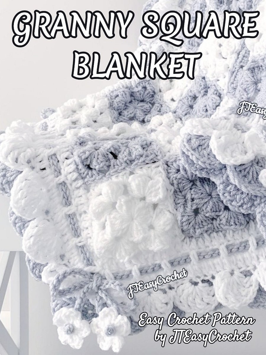 Textured Granny Squares Blanket Crochet Pattern,PDF Instant Download product image (1)