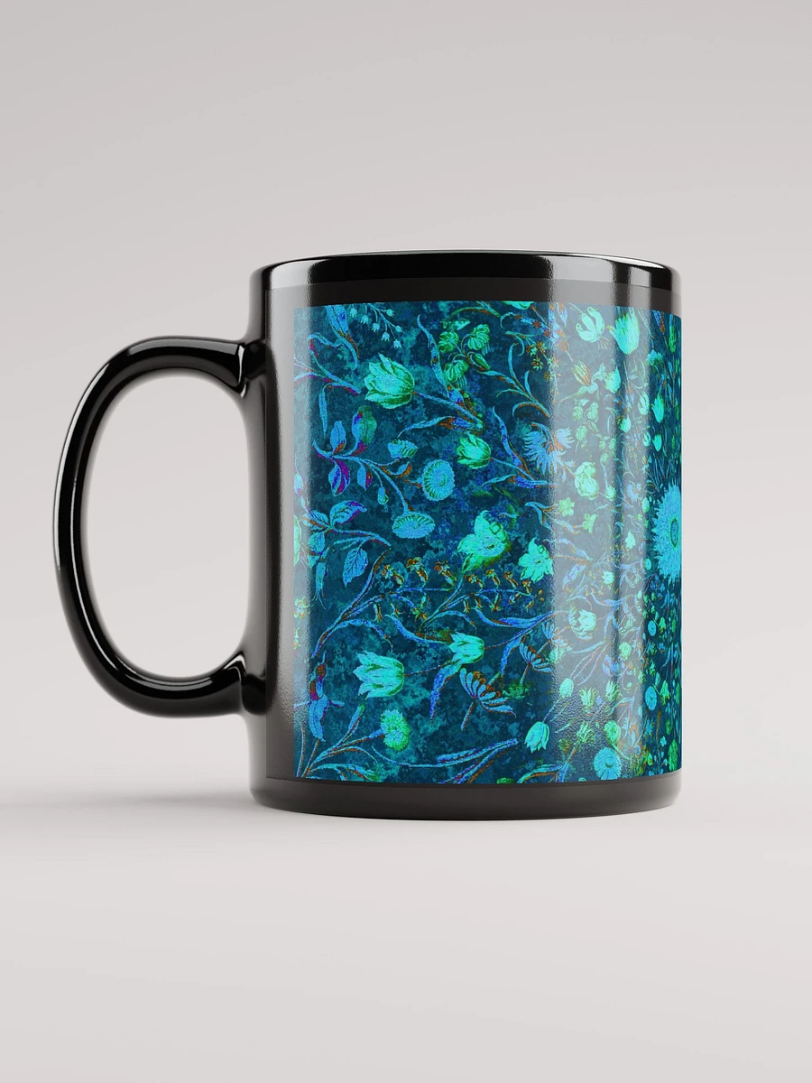 Blue Green Medieval Flowers Black Coffee Mug product image (11)