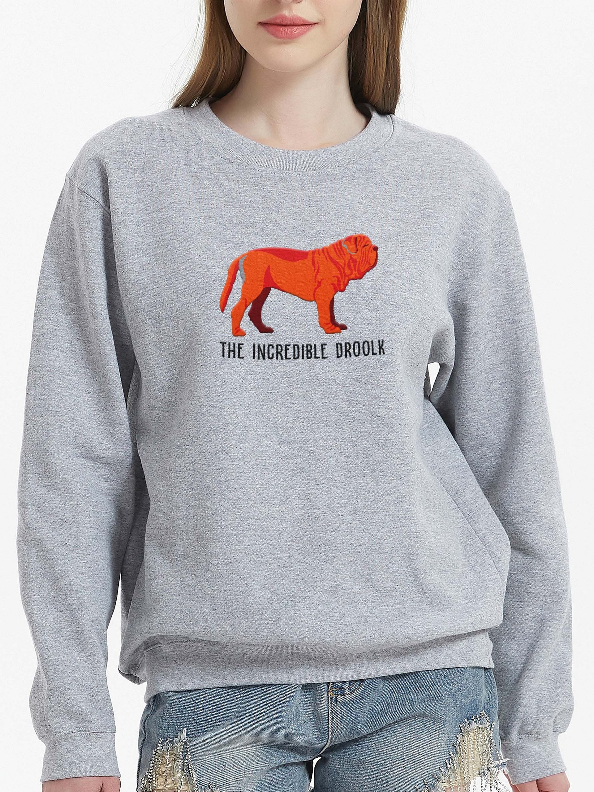 The Incredible Droolk Sweatshirt (Embroidered) of a Neapolitan Mastiff(Red) product image (2)