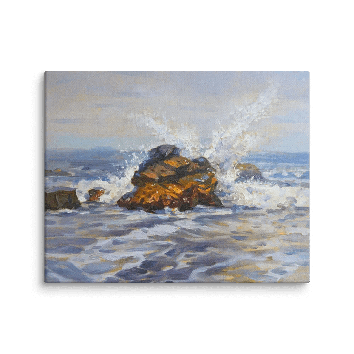 Rocks and waves on the beach-Oil Painting Canvas Print product image (2)