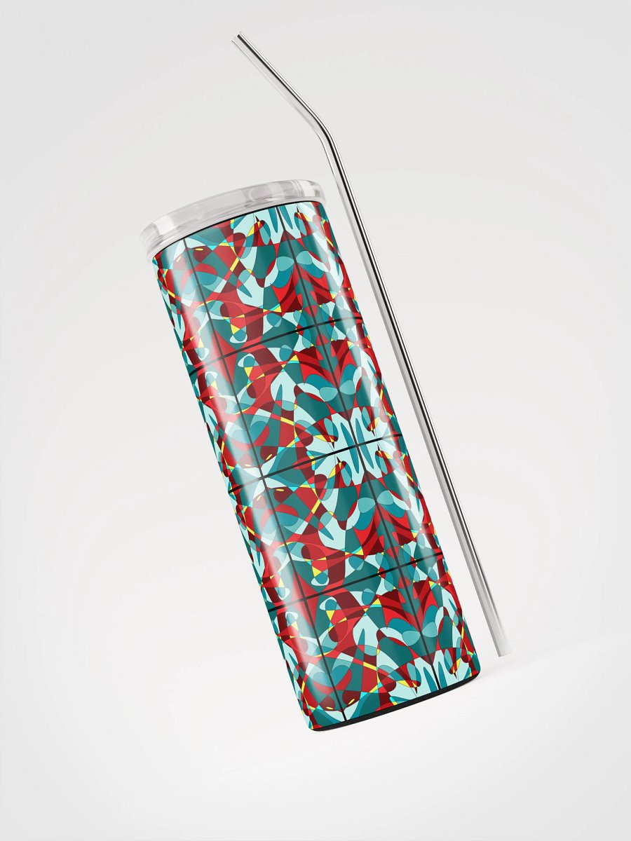 Green Stained Glass – Vibrant Green Pattern Stainless Steel Tumbler product image (3)