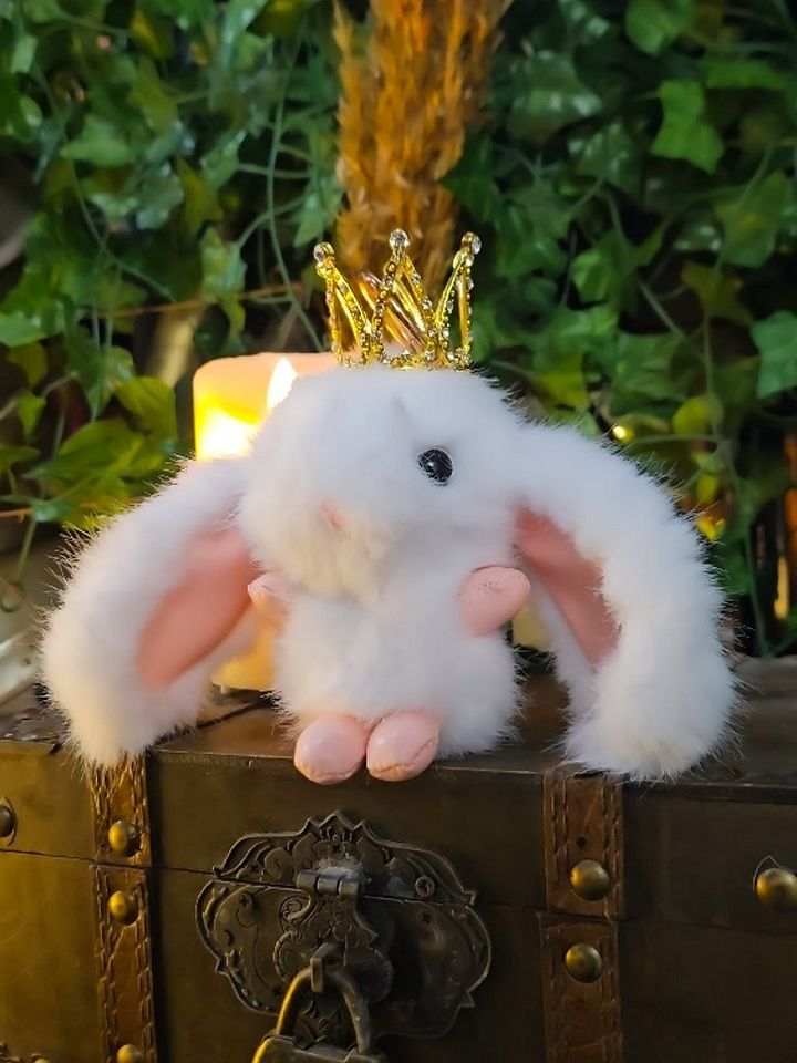 The Armored Kingdom Crowned White Snugglehop Bunny Keychain product image (1)