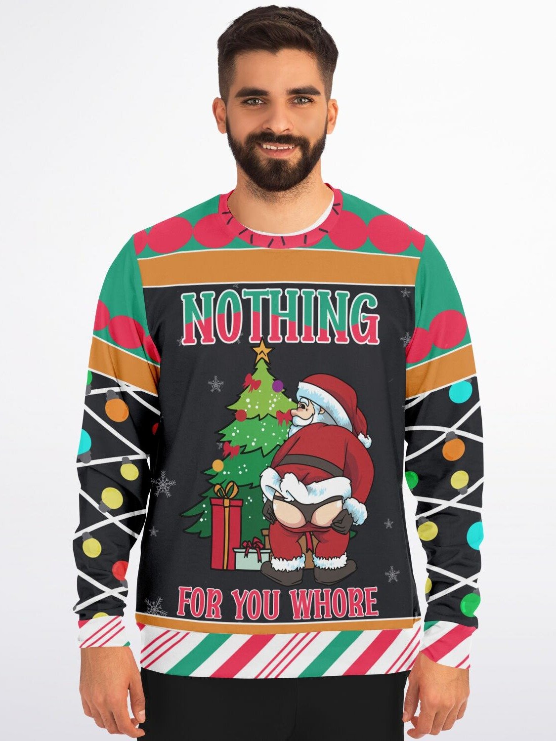 “Nothing for You” Naughty Santa Christmas Sweatshirt | Funny Mooning Sarcastic Holiday Party Jumper | Naughty Humor Ugly Sweater product image (3)