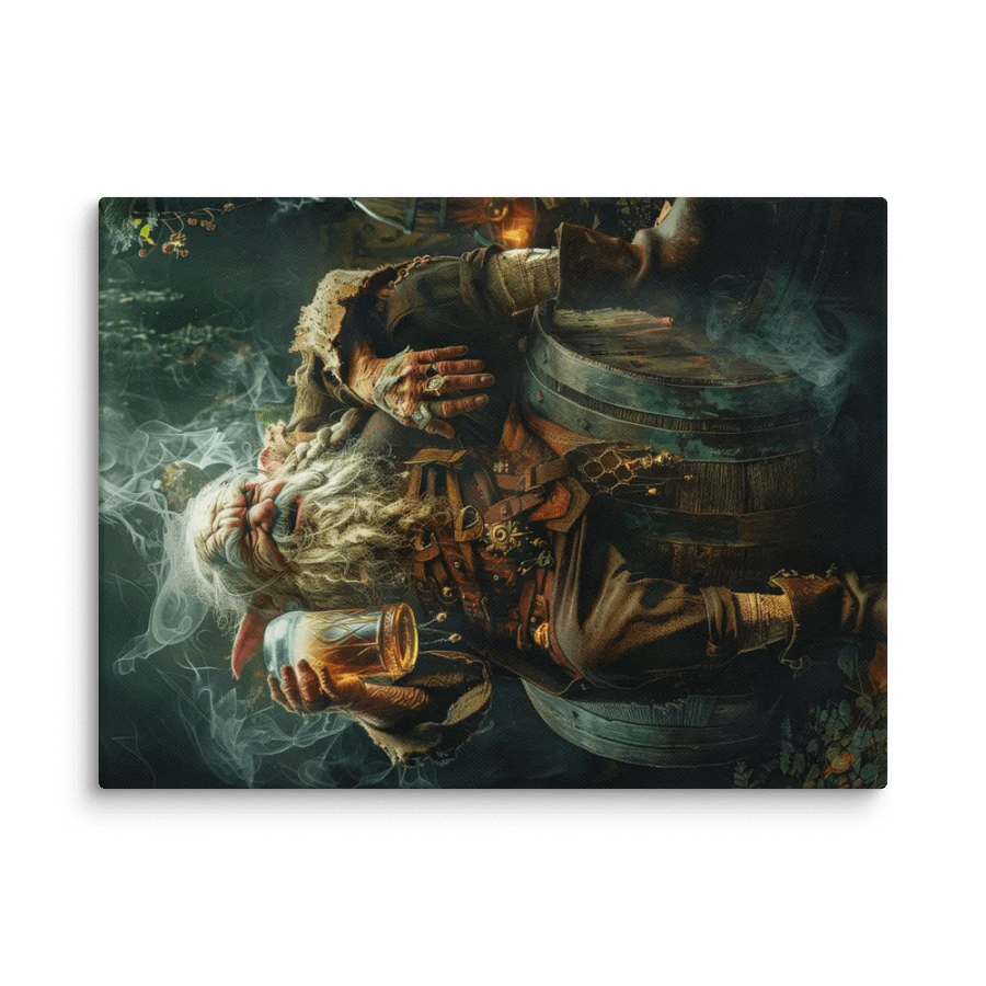 Elder elf drinking a beer - Canvas product image (1)