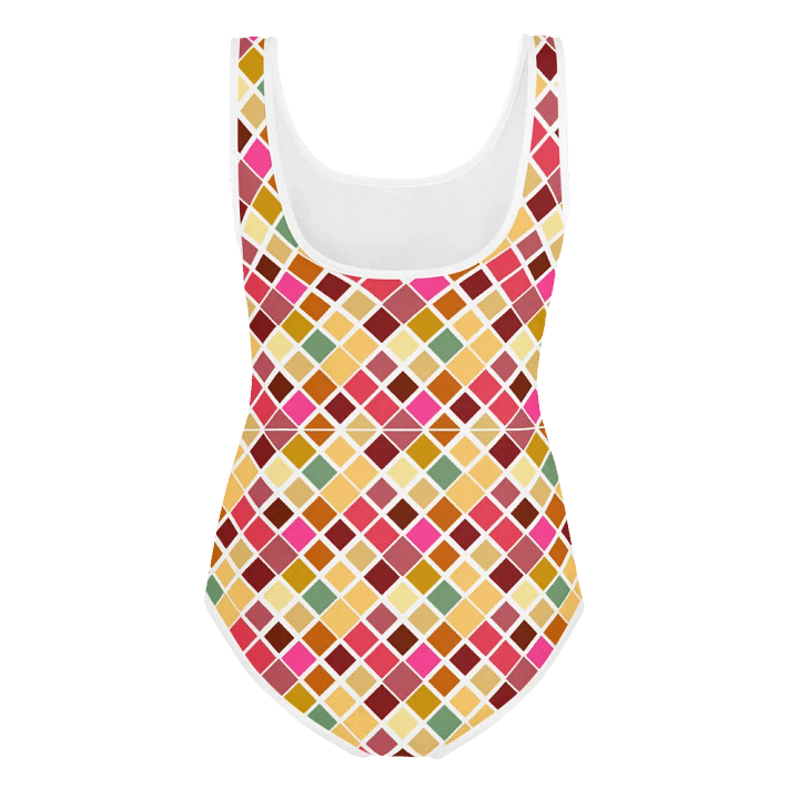 Colorful Square Patterns Youth Swimsuit - Ver 6 product image (2)