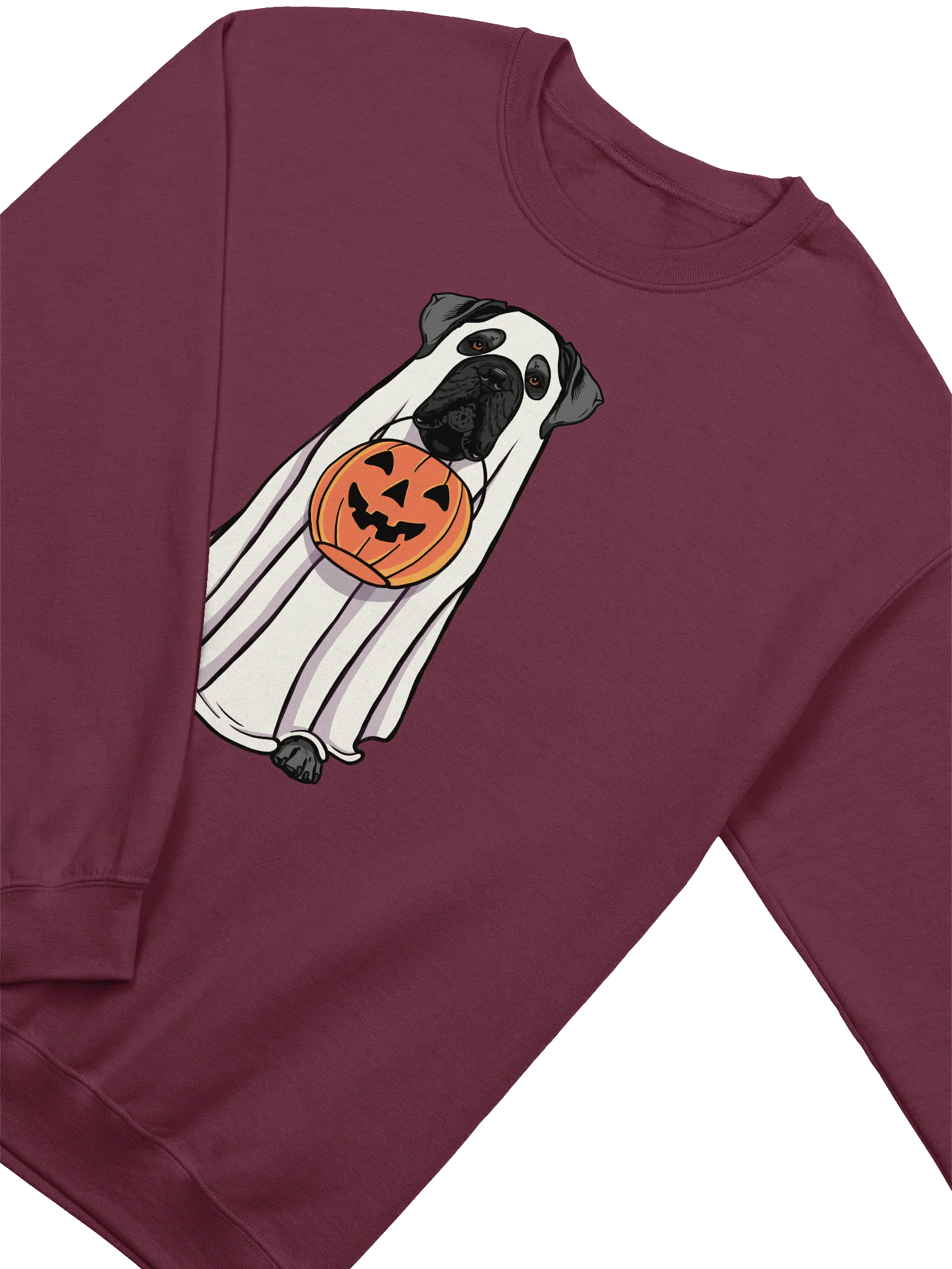 Funny Halloween Cane Corso(Gray) Sweatshirt | Funny Cane Corso Wearing a Ghost Costume and Holding a Pumpkin Basket product image (15)
