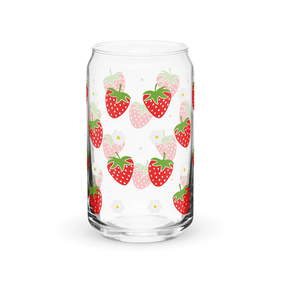 Berry and Daisies Cute Glass Can product image (3)