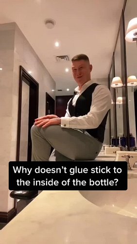 Why doesn’t glue stick to the inside of the bottle?