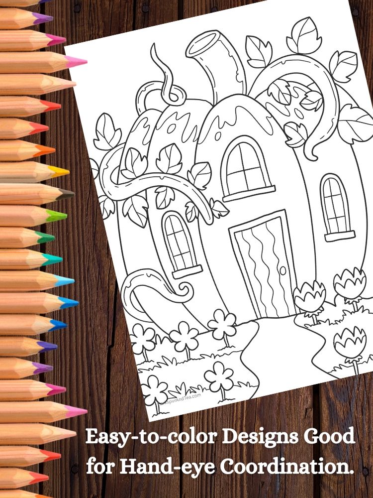 Whimsical Fairy Houses Printable Coloring Pages product image (6)