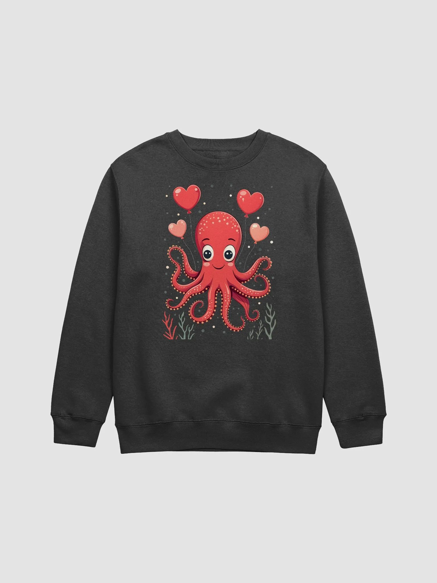Octopus With Hearts Balloons Crewneck Sweatshirt product image (5)
