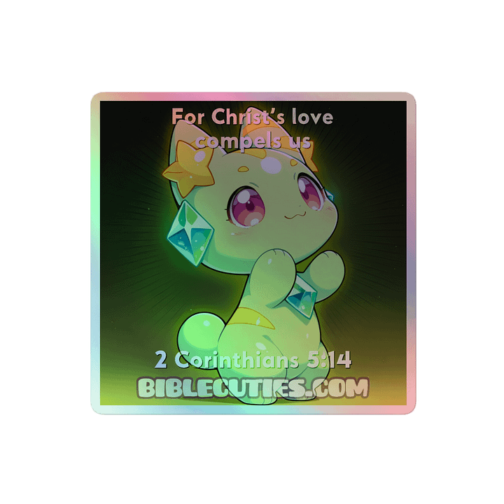 Bible Cuties Beatrice - For Christ's love compels us Holographic Sticker product image (2)