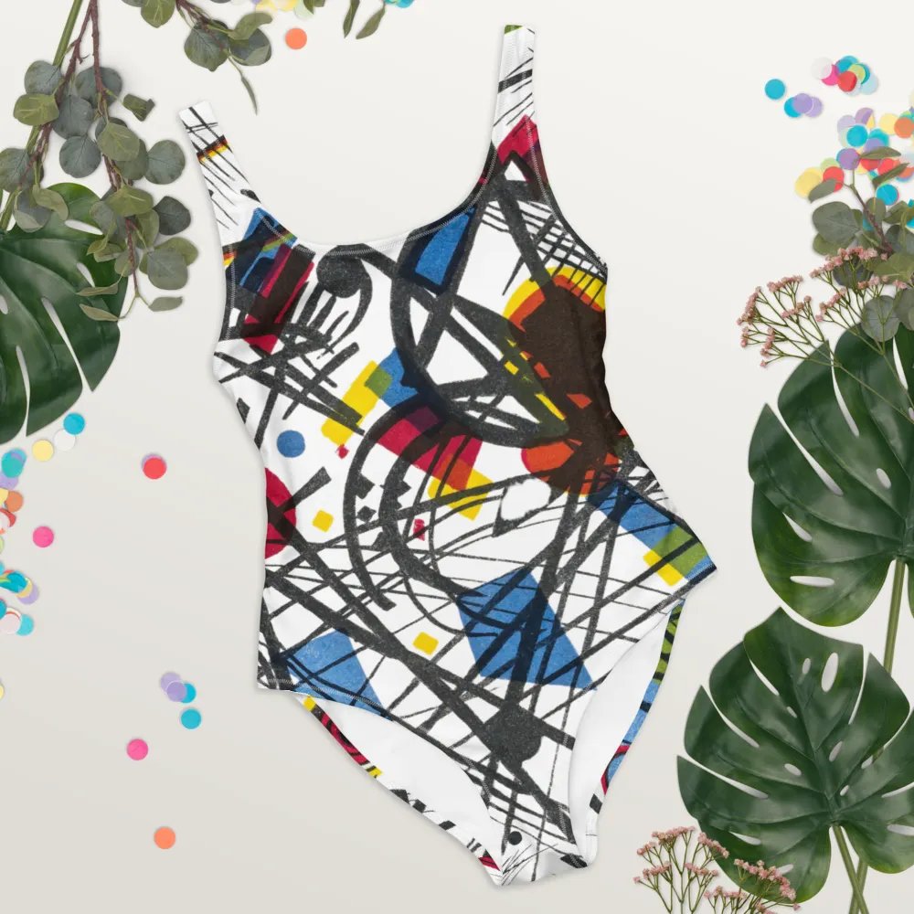 Abstract Lithographic Pattern Design one piece Swimsuit - V3 product image (8)