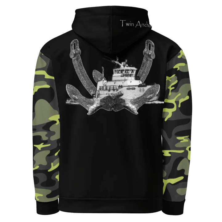 Camouflage & Black Twin Anchor Titan tug Hoodie product image (1)
