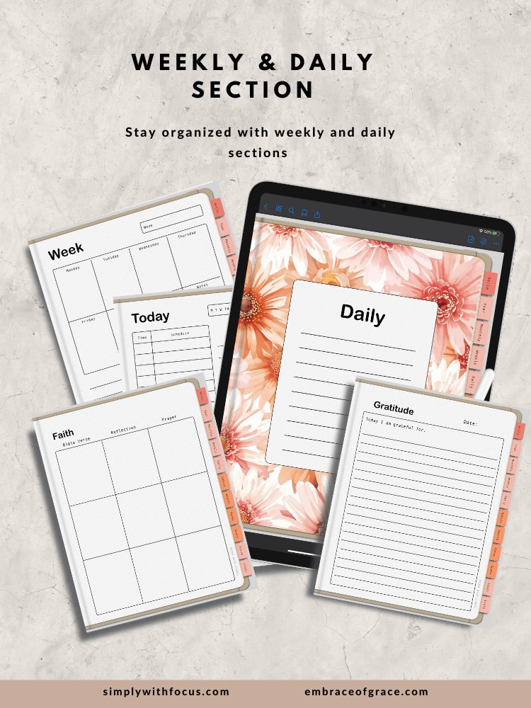 Pink Floral Digital Planner- Elegant, Accessible, and Faith-Inspired product image (5)