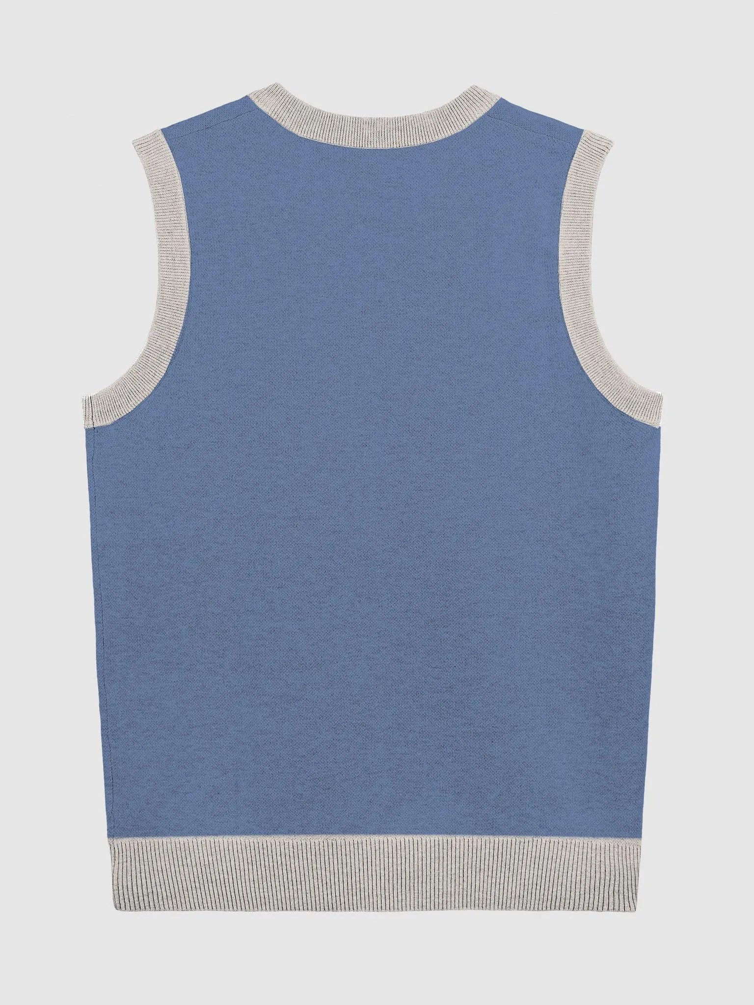 PLEASE DON'T MAKE ME TALK (blue and taupe) knitwear vest product image (9)