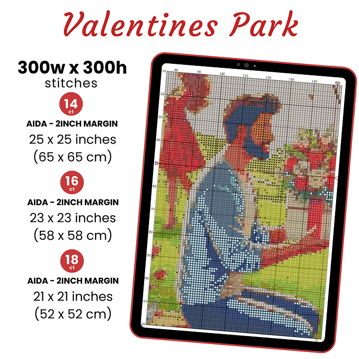 Valentines Day Park Cross Stitch Pattern product image (2)