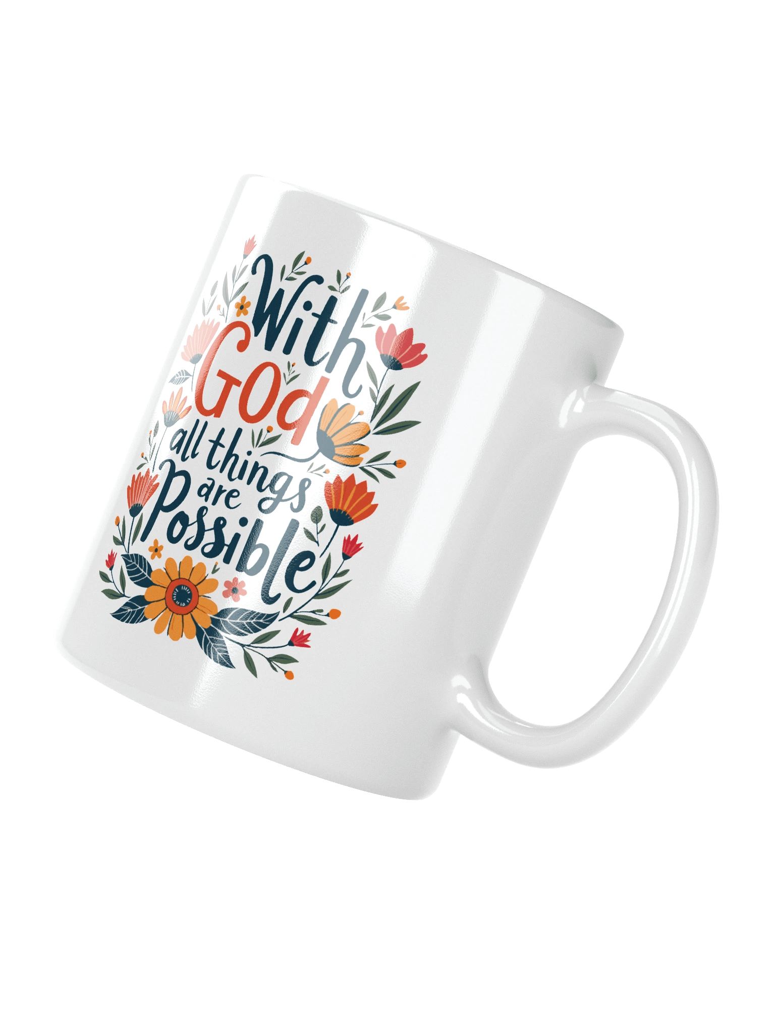 Designs for Women With God All Things Are Possible White Glossy Mug product image (3)
