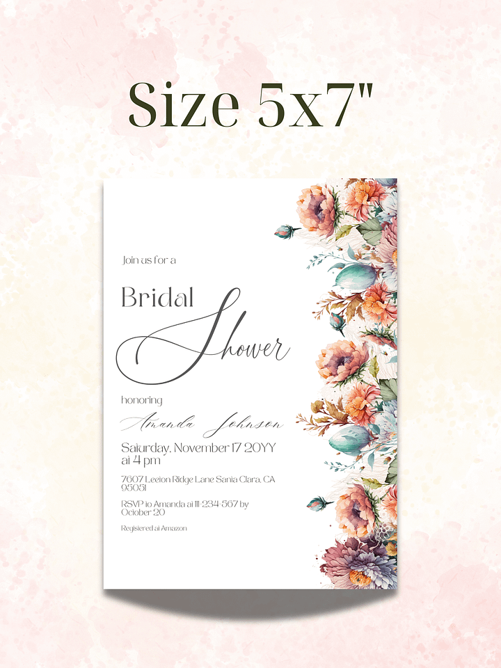 Boho Bridal Shower Invitation, Wildflower Floral Wedding Shower Invite Canva Template for a Rustic Garden Party Theme Idea, Digital Download product image (2)