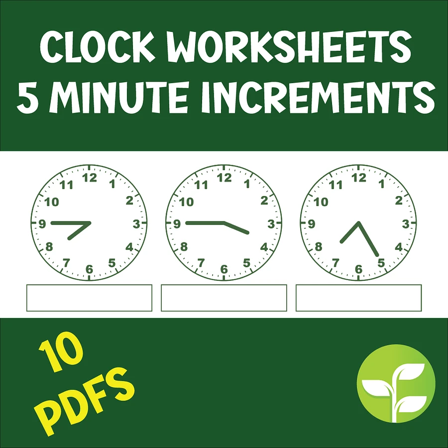 Analog Clock Worksheets - 5 Minute Increments product image (1)