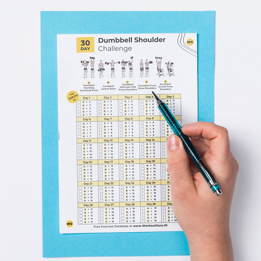30 Day Dumbbell Shoulder Challenge - Printable Workout Tracker product image (3)
