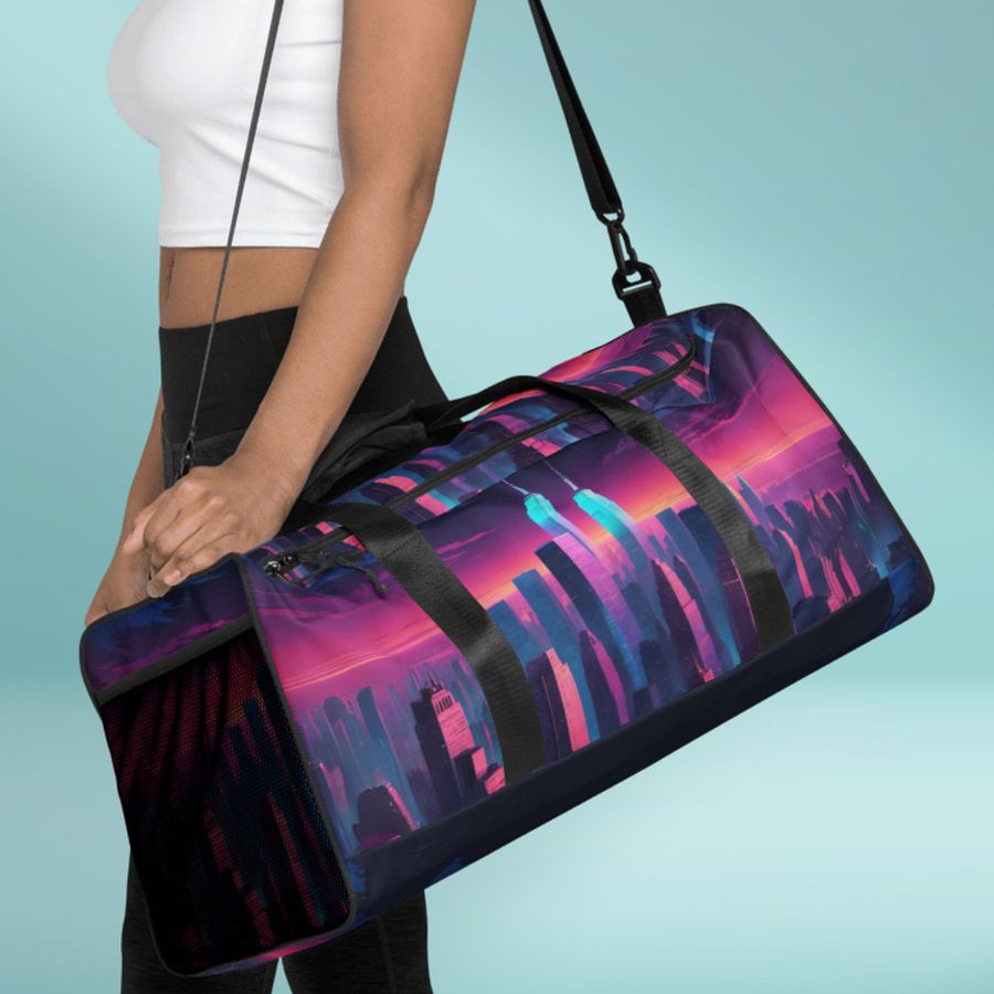 Vaporwave New York City All Over Print Duffel Bag product image (1)