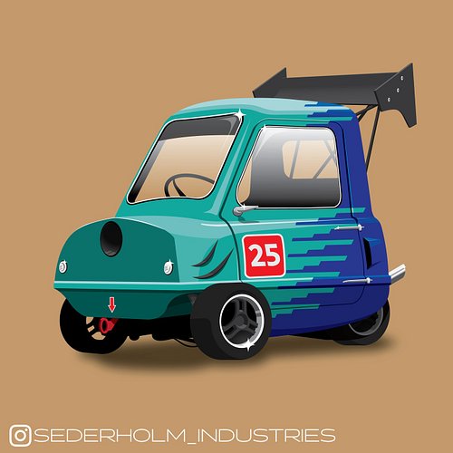 As suggested by a follower, this time a Peel P50 but as a racecar, clearly the most reasonable car to take to the race track!...
