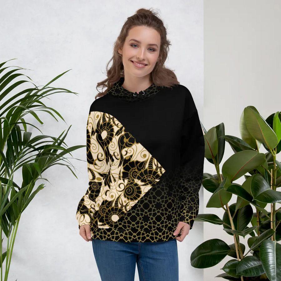 Black And Gold Patterned Hoodie product image (6)