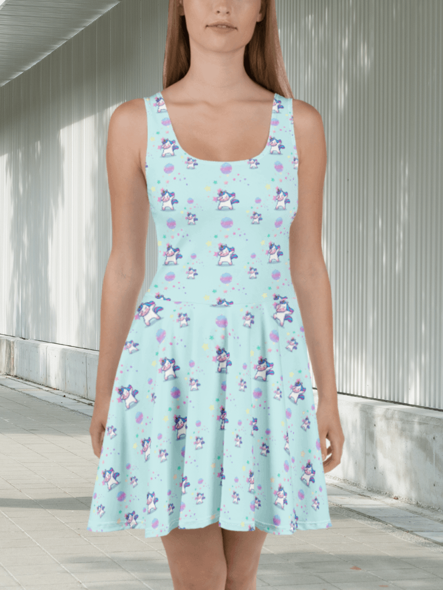 Disco Dabbing Unicorn Skater Dress product image (2)