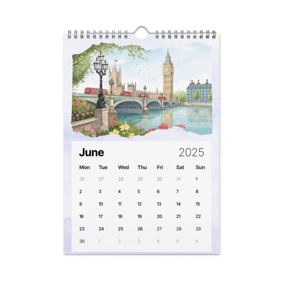 WORLD CAPITALS WATERCOLOR WALL CALENDAR 2025 product image (8)