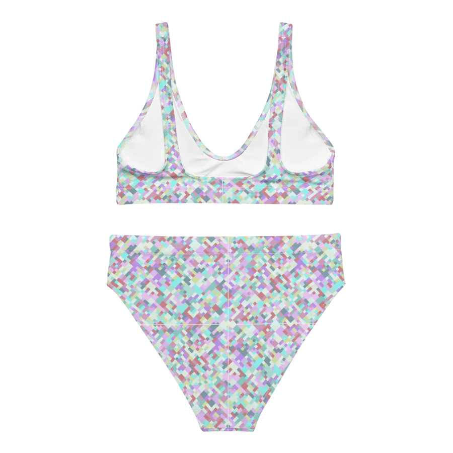 Colorful Mosaic Pattern Design High Waisted Bikini - v6 product image (2)
