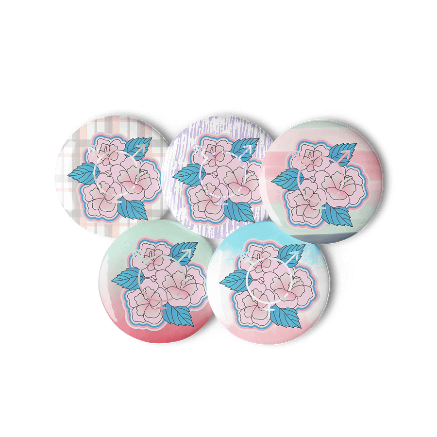 LGBTQIAP2S+ 2025, Trans Flower with Symbol, Pin Buttons product image (3)