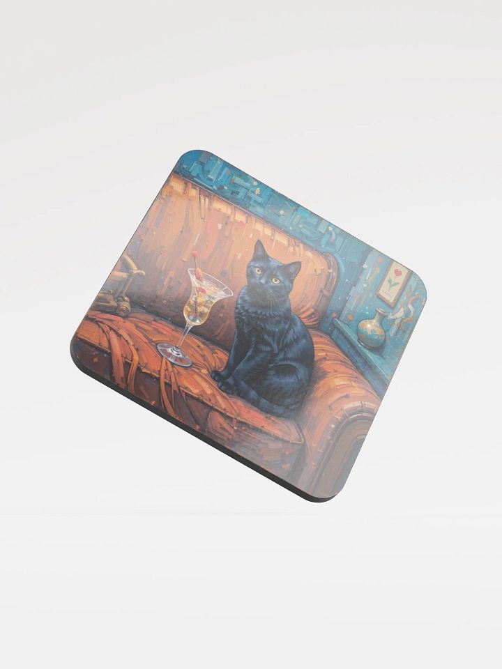 BLACK CAT ON COUCH NEXT TO MARTINI product image (1)
