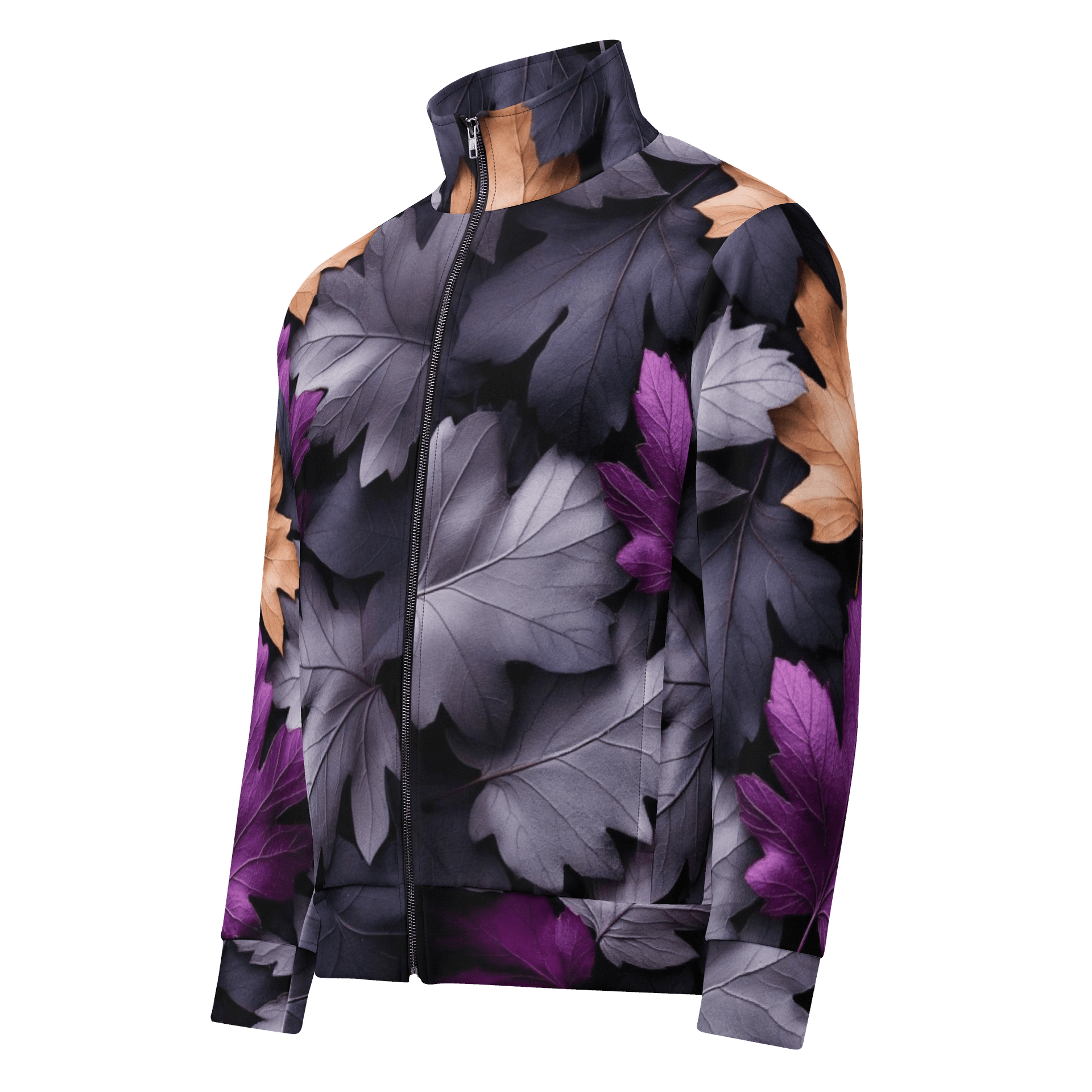 Moody Fall Leaves Pattern Zip-Up Unisex Track Jacket product image (1)