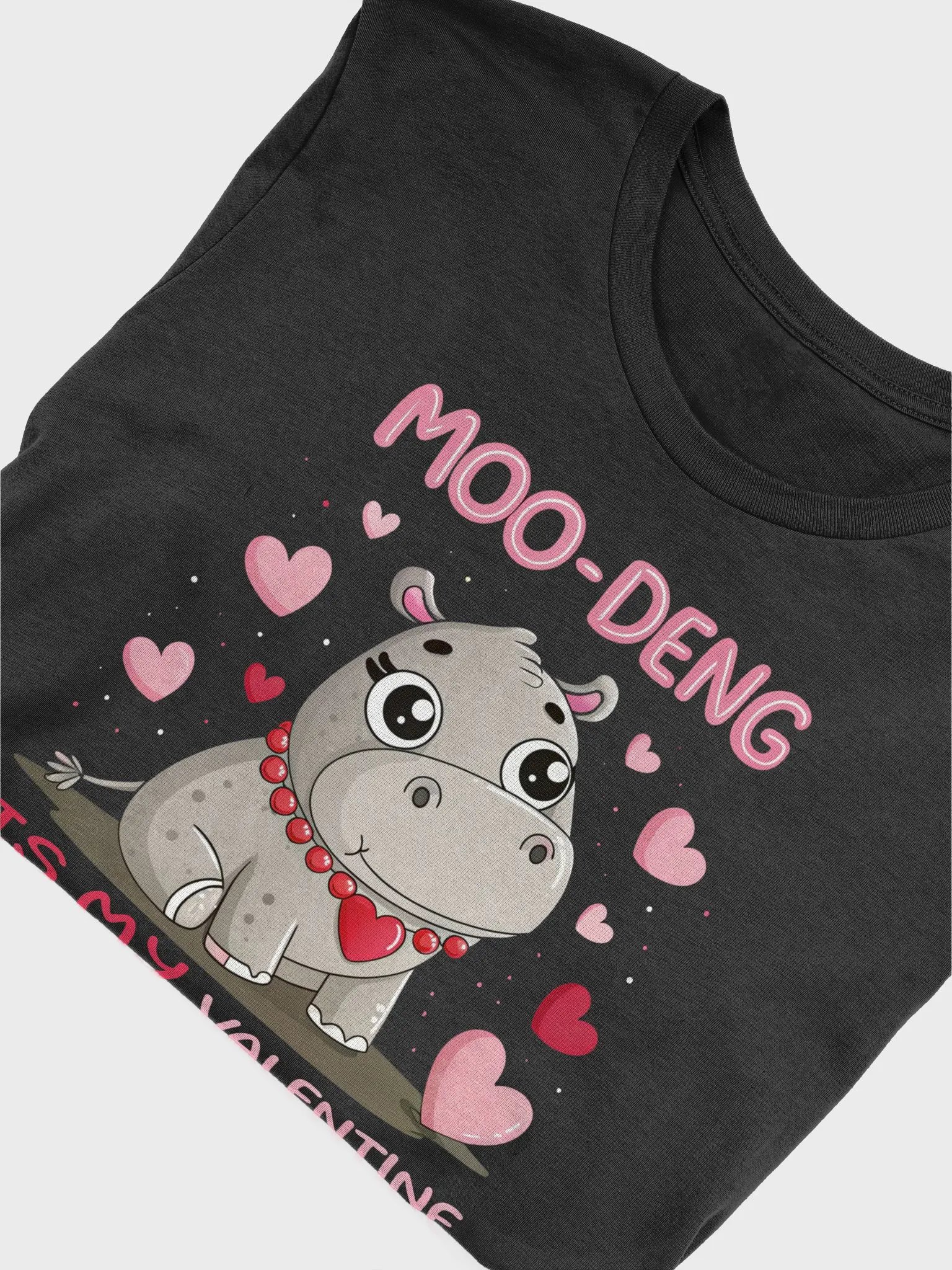 Cow Lover Valentine's Day Unisex Heavy Cotton Tee, Moo-Deng Is My Valentine, Cow Print Shirt, Farm Animal Lover Gift, Funny product image (5)