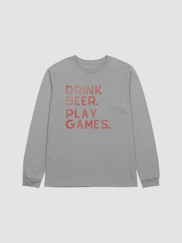 Drink Beer. Play Games. Long Sleeve Tshirt (Red) product image (1)