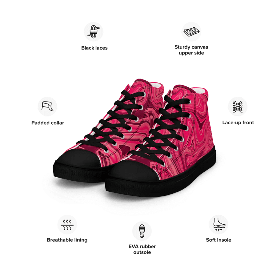 Women's High Top Canvas Shoes - Shades of Magenta Pink Digital Fluid Art product image (6)